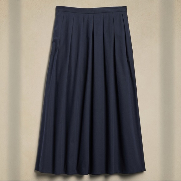 NWT Banana Republic POPLIN PLEATED MIDI SKIRT - Picture 4 of 5